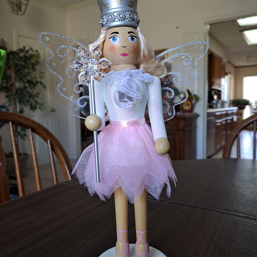 Pink and Silver Fairy Nutcracker